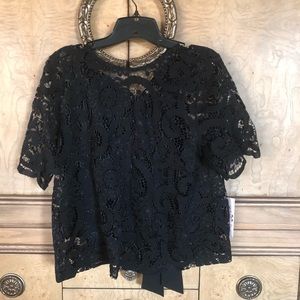 NWT Black Lace Nanette Top with Bow